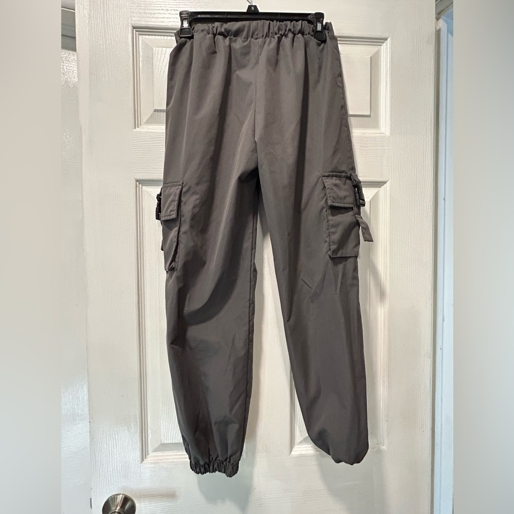Shein Gray Cargo Pants with buckle on side pockets